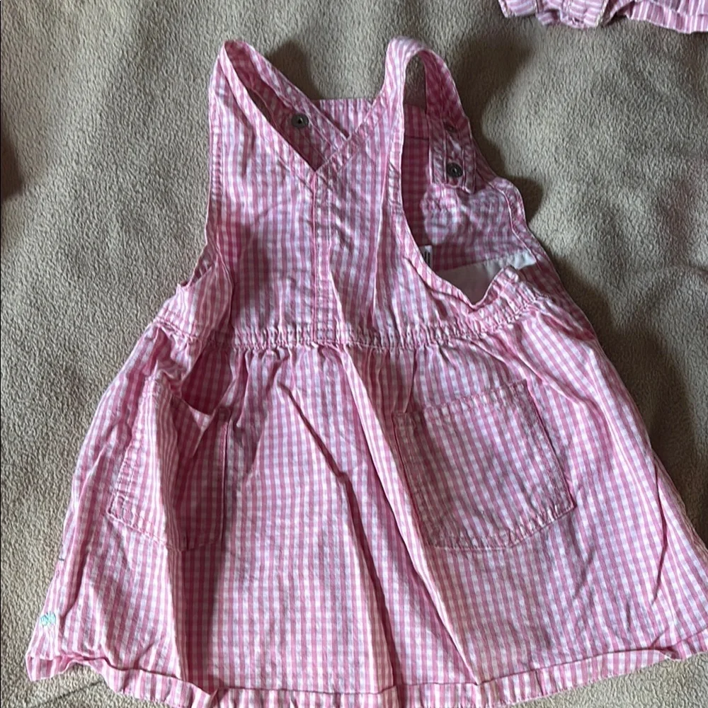 GAP Pink Gingham Kids Overalls Set